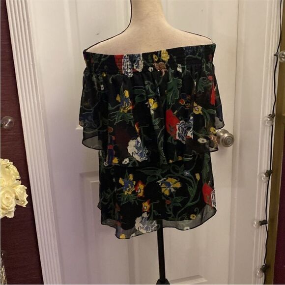 Tibi 100% silk Floral Off-Shoulder Top, S - Picture 7 of 13